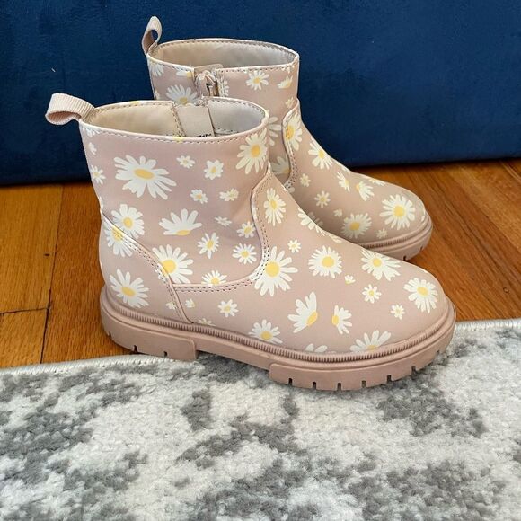 Cat & Jack Tan Floral Kids Boots size 11 - Picture 2 of 7